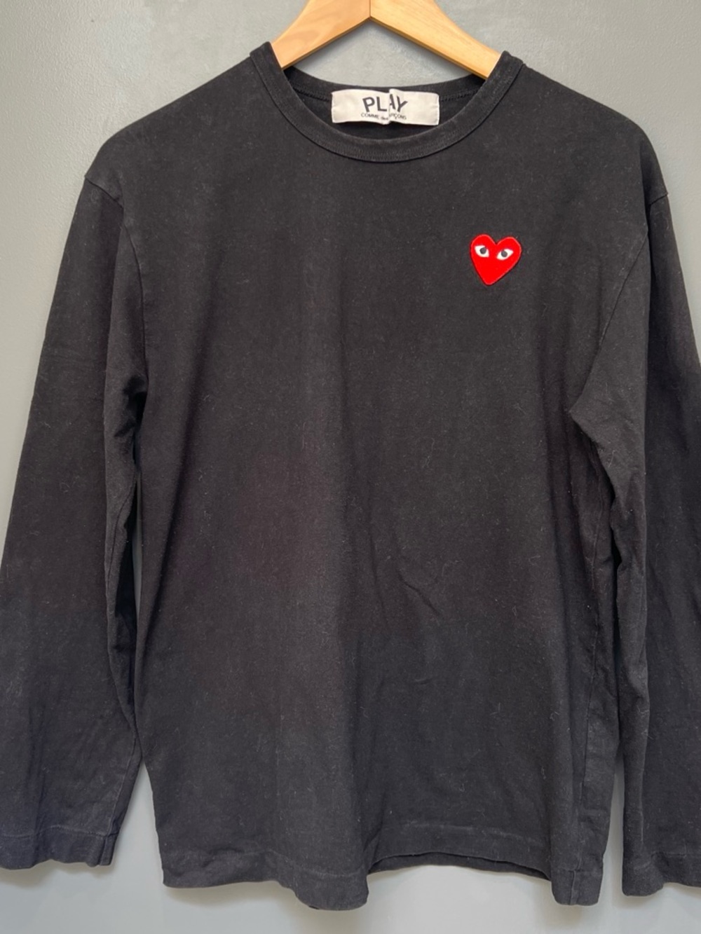 Comme des Garcons PLAY Black Long-Sleeve Tee with Red Heart Logo